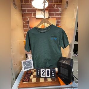 dark green cotton t-shirt with a 'Corvette